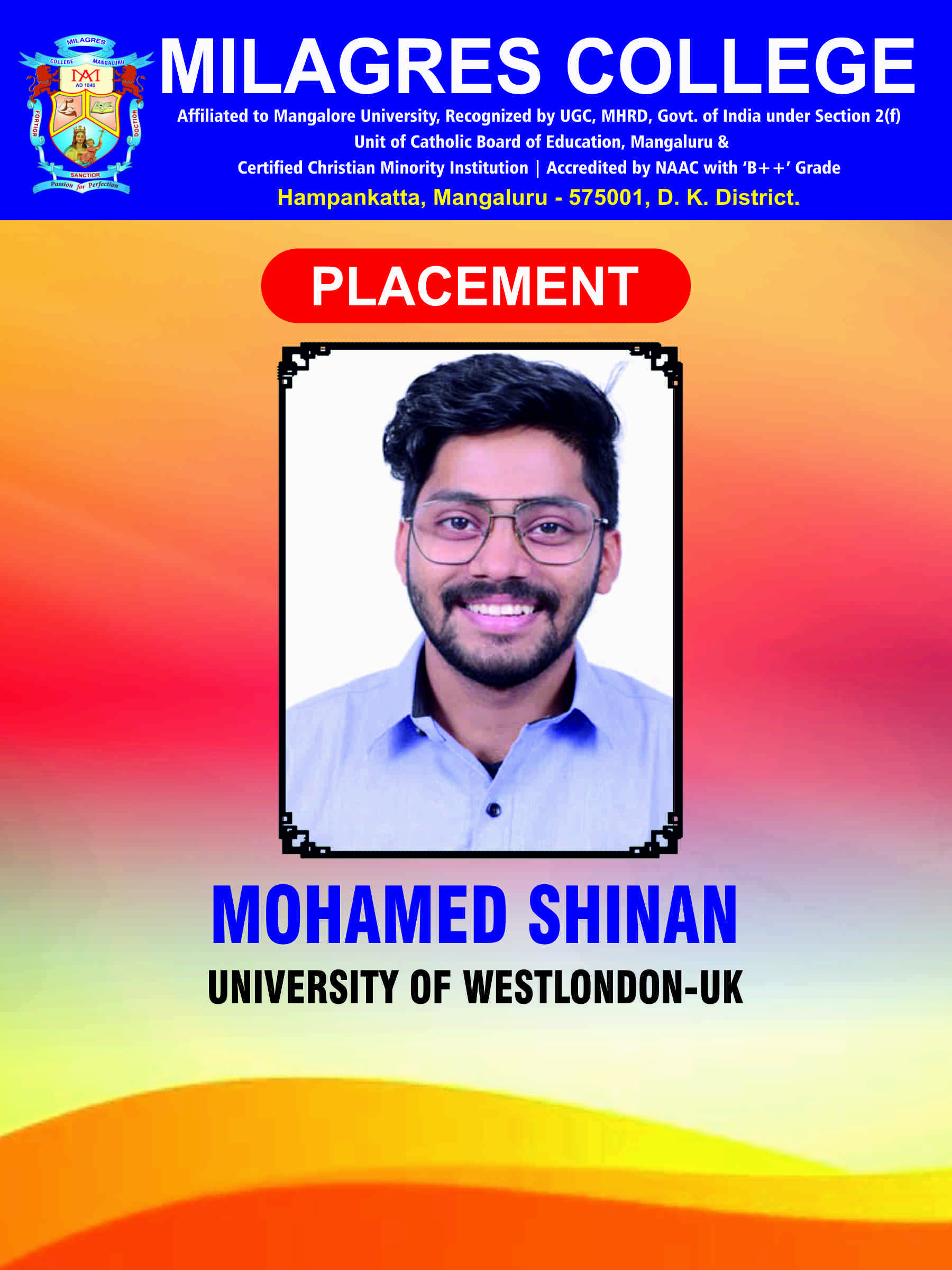 Successfully placed student